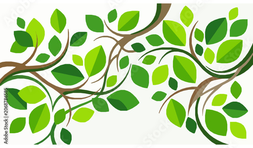 Abstract Green Leaves and Branches Earth Day Nature Vector Design