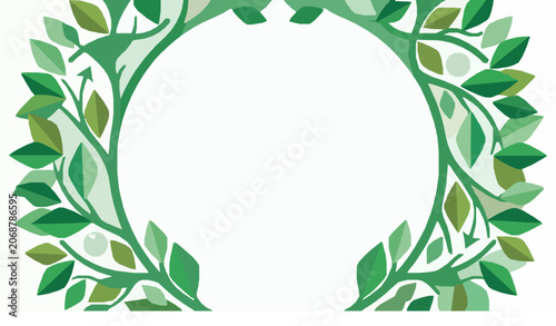 Eco Leaf Circle Frame Earth Day Vector Illustration on White Background