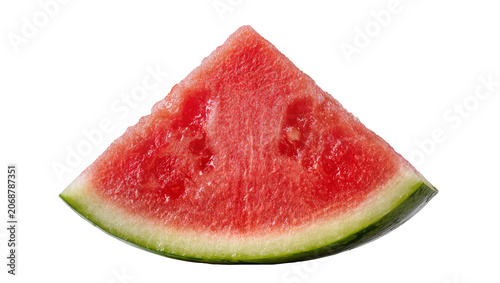 Cuadro en lienzo Fresh juicy watermelon slice with green rind and red flesh