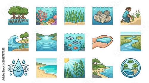 Obraz na plátně Water Droplet Ocean Conservation Symbol.