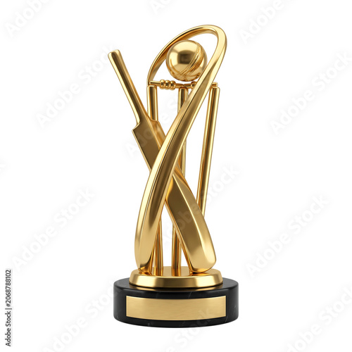 Golden Cricket Trophy Award Isolated on Transparent