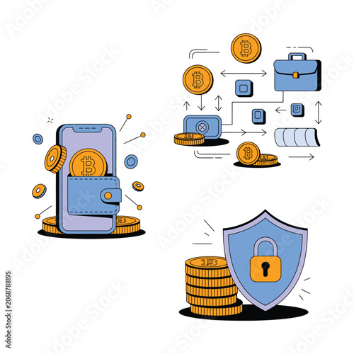 Digital cryptocurrency wallet security and bitcoin transaction