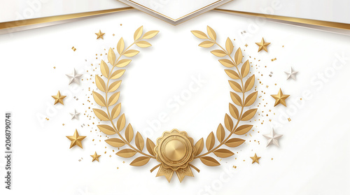 Circular Golden Wreath Frame with Copy Space for Business Award Ceremony