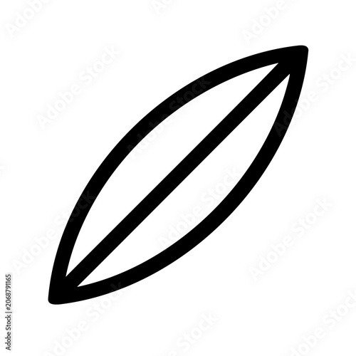 Minimalist leaf icon in black and white - Simple, clean black and white leaf icon with smooth outline for modern designs and branding.