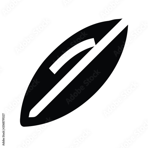 Minimalist black abstract leaf shape icon - Simple black abstract leaf shape with smooth edges and subtle inner detail for modern design projects.