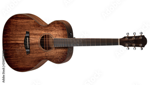 Acoustic guitar with rich brown wood grain texture