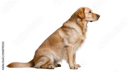 Obraz na plátně Golden Retriever dog sitting profile view