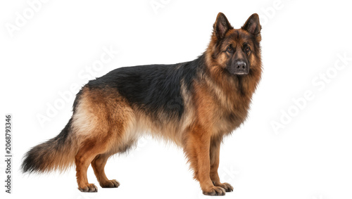 Photos Majestic German Shepherd dog standing alert, isolated on transparent background