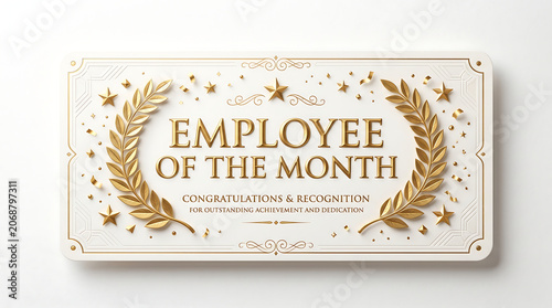 Wide Plaque Frame Employee of the Month Certificate Award Vector Template