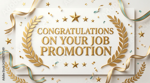 Bold Gold Lettering Congratulations on Your Job Promotion Vector Banner