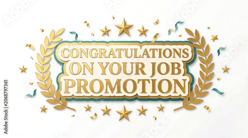 Multi Layered Emblem Congratulations on Your Job Promotion Vector Banner