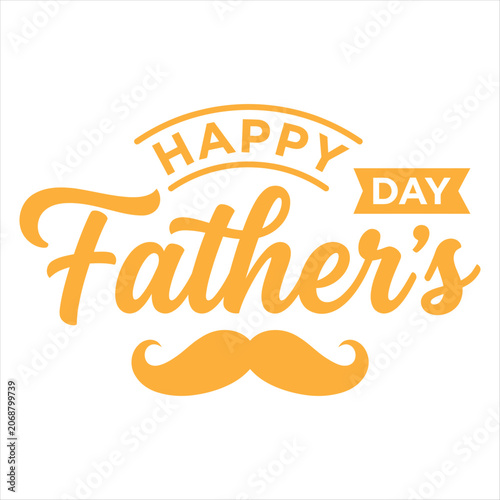Father's Day Greeting with Mustache Graphic and Text Featuring Happy, Celebration, Dad with Family and Holiday Elements for Card