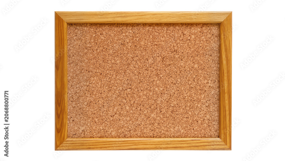 Fototapeta premium Rectangular wooden framed cork board, isolated on transparent background