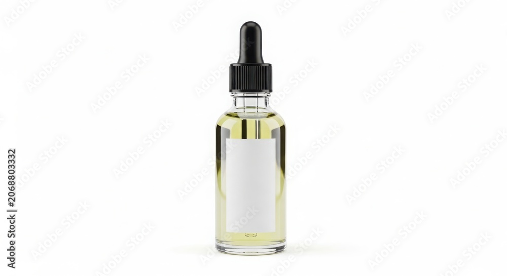 Naklejka premium Clear glass dropper bottle with liquid mockup for branding