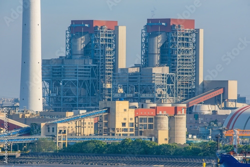 Canvas Print Large scale thermal power generation facility in Shanghai industrial port area