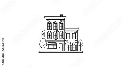 Detailed drawing of a building.