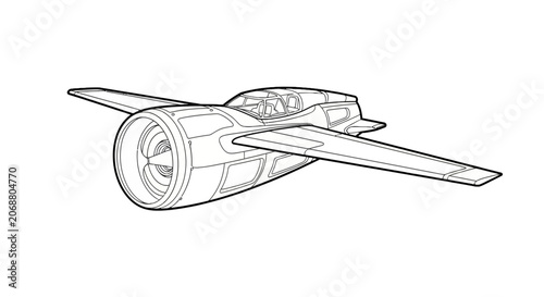 Detailed drawing of a jet engine.