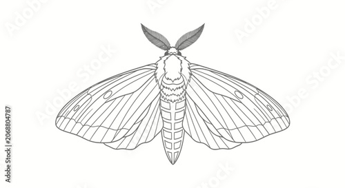 Detailed drawing of a moth insect.