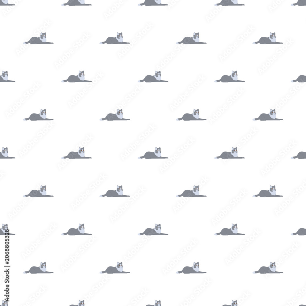 Fototapeta premium Feline pet animal vector illustration creating a repeating print for fabric or wallpaper