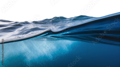 Konstfotografi Ocean surface with waves and underwater view, isolated on transparent background