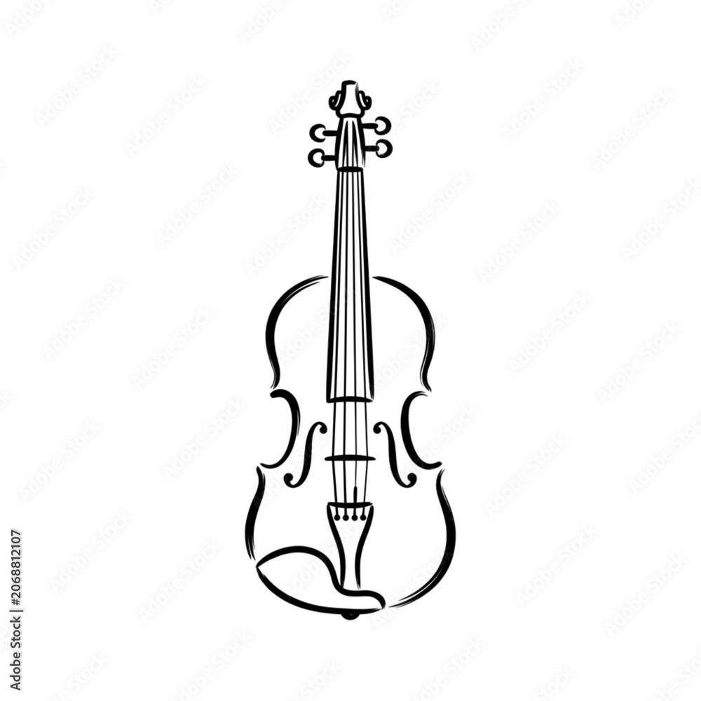 Fototapeta premium Elegant Violin Sketch Illustration Musical Instrument.