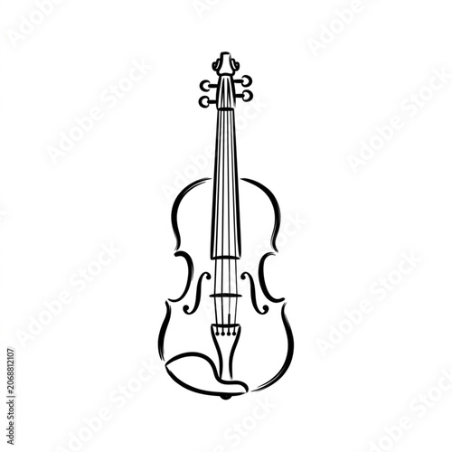 Tableau sur toile Elegant Violin Sketch Illustration Musical Instrument.