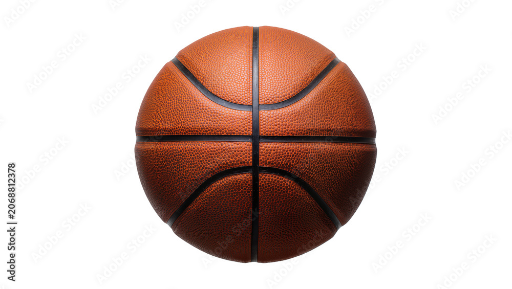 Fototapeta premium Orange textured basketball with black lines, isolated on transparent background