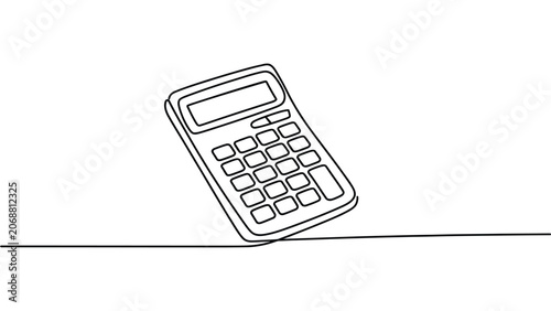 Bild auf Leinwand Continuous one line drawing of calculator in minimalist outline style, simple f