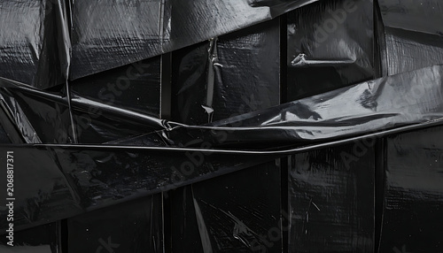 Abstract dark metallic surface with sharp geometric angles, layered reflective texture, industrial aesthetic for modern backgrounds