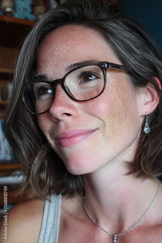 Retrato de mujer con gafas y pelo canoso