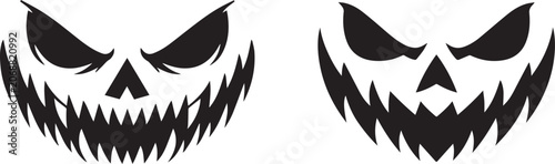 Black jack o lantern carved with scary grin face Vector