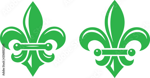 Green fleur-de-lis symbol with beige border Vector