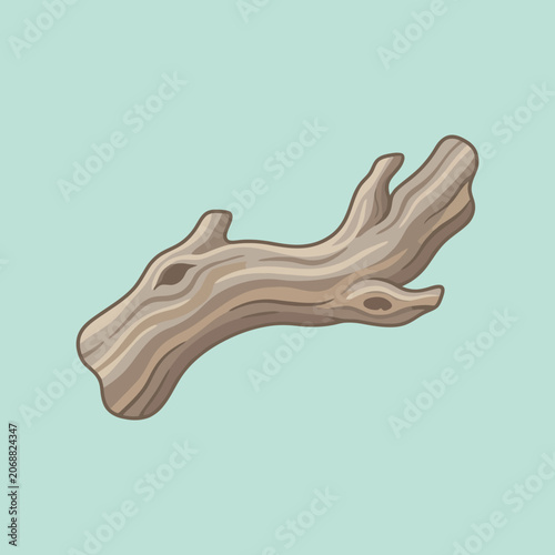 Illustration of a weathered wooden branch on a light blue background
