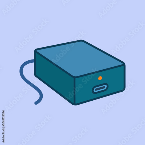 A simple blue external hard drive icon on light background