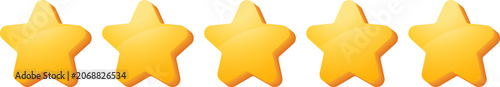 Five Golden Stars Rating 3D Glossy Graphic