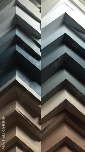 Abstract architectural wall with repeating geometric chevron patterns