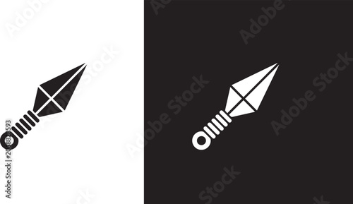 Photos Set of three kunai throwing daggers used for stealth and martial arts with throw