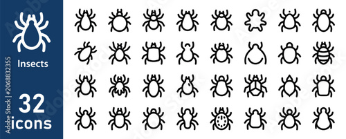 Εκτύπωση καμβά Insects and bugs vector icon pack