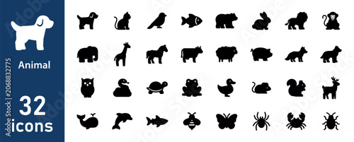 Canvas Print Animal silhouette and wildlife icons