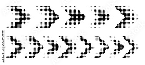 Bild auf Leinwand Dotted arrows and chevrons with halftone pattern