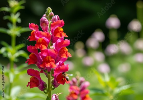 Vibrant snapdragon blooms in a lush garden setting.