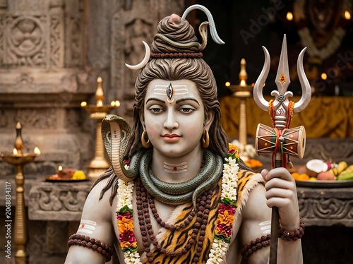 Statue of Hindu Deity Shiva with Trident.