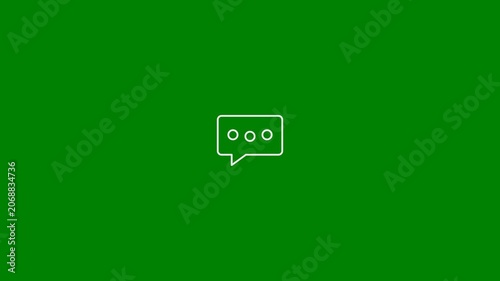 Chat Bubble, Message Bubble, Message Icon, Chat Icon, Chat Animation, Communication, Customer Support, Messaging, Chatting - Minimal Flat Design Motion Graphics Clip, Green Screen, Loopable, 7.5% Gray