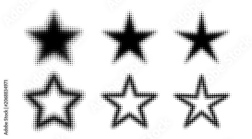 Obraz na płótnie Halftone dot pattern with star shape and retro frame