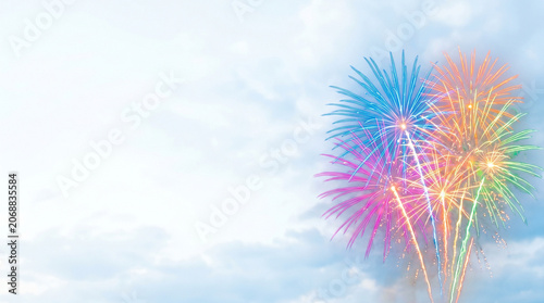 Colorful fireworks explosion in the night sky for Independence Day  