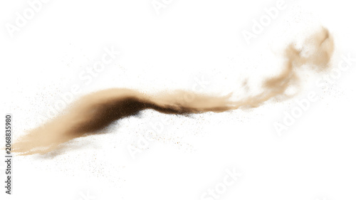 Fotografie Yellow sand burst with airborne particles and abstract motion design