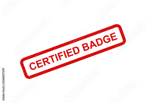 Red certified badge stamp with text isolated on transparent background