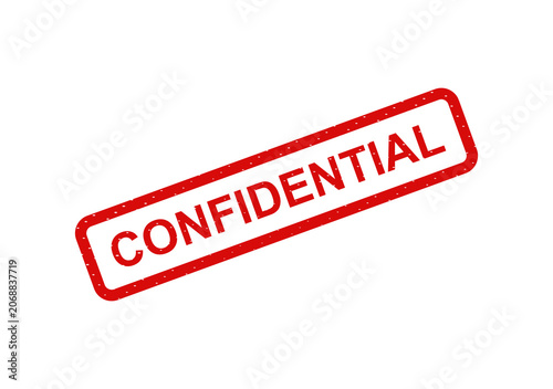 Confidential red stamp on white background isolated on transparent background