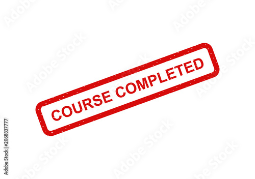 Red course completed stamp badge vector isolated on transparent background