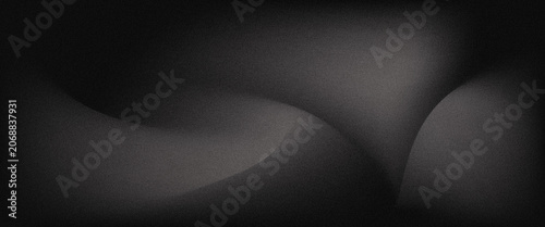 Canvas Print Abstract black gradient background with smooth flowing curves and soft shadows